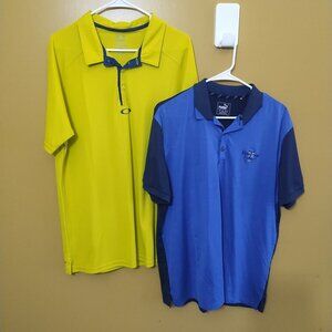 Lot of Two Short Sleeve Performance Golf Polos L: Oakley and Puma